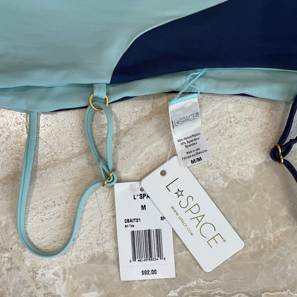 NWT L*Space Ari Colorblock Pool Blue / Slate Blue Bikini Top (Size M) - Picture 5 of 5
